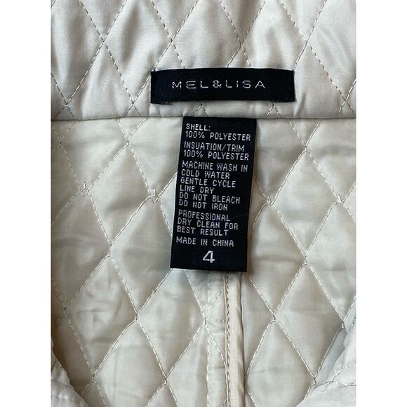 Mel & Lisa Cream Quilted Jacket Size 4 - Picture 6 of 7